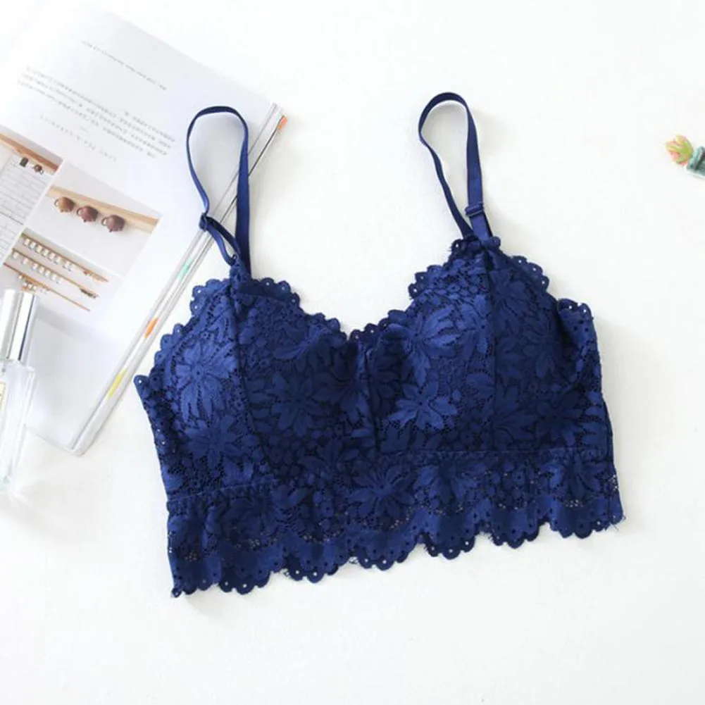 

Summer Women Lace Sexy Tube Tops Sleeveless Loose Camisole Casual V-Neck Tank Tops Adjustable Bandeau White Bras Chest pad