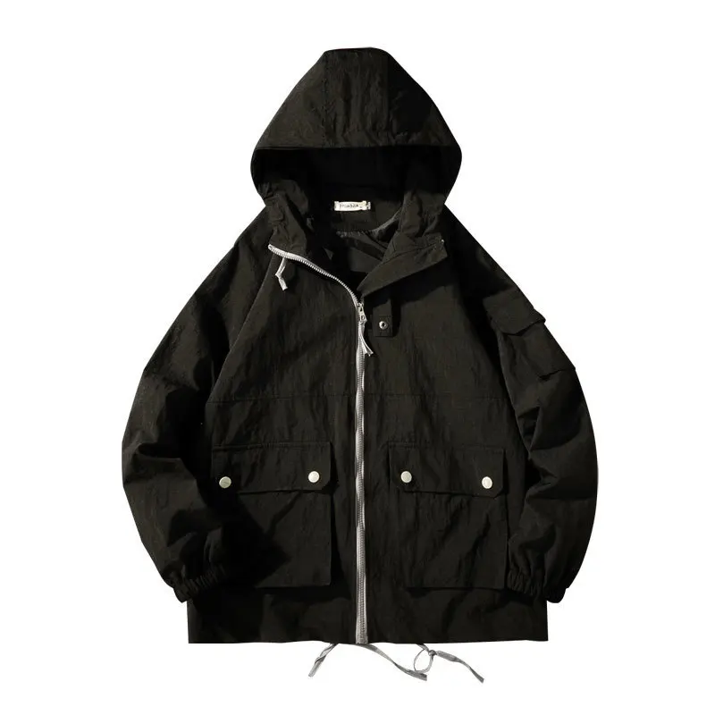 2019 Spring New Japanese Solid Color Even Hat Loose Coat Work Clothes Jacket Male windbreaker mens clothing tracksuit