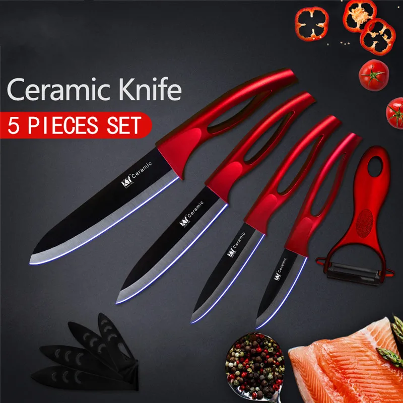 

Ceramic Knife Kitchen knifes 3 4 5 6 inch Chef knife Paring Slicing Cook Set+peeler Black blade Fruit Vegetable Utility Slicer