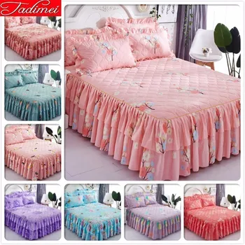 

Pink Bed Skirt Kids Adult Girl Thick Quilted Sheet Cover Linen Single Twin Full Queen Size Bedspreads Double Lance 1.5m 1.8m 2m
