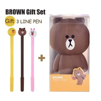 

Cheng Pin Cartoon Pencil Case Container Kawaii Cute Silicone Brown Bear Rabbit 3D Pencil bag Bags Kids Toys Gifts Kids Decor