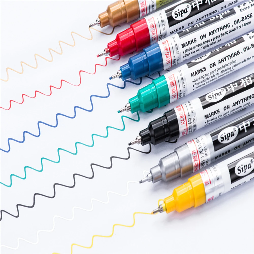 

1pcs Car paint pen Metallic Paint Marker Pen 0.7mm Extra Fine Watercolor Highlighters 8 Colors to Choose Car exterior care