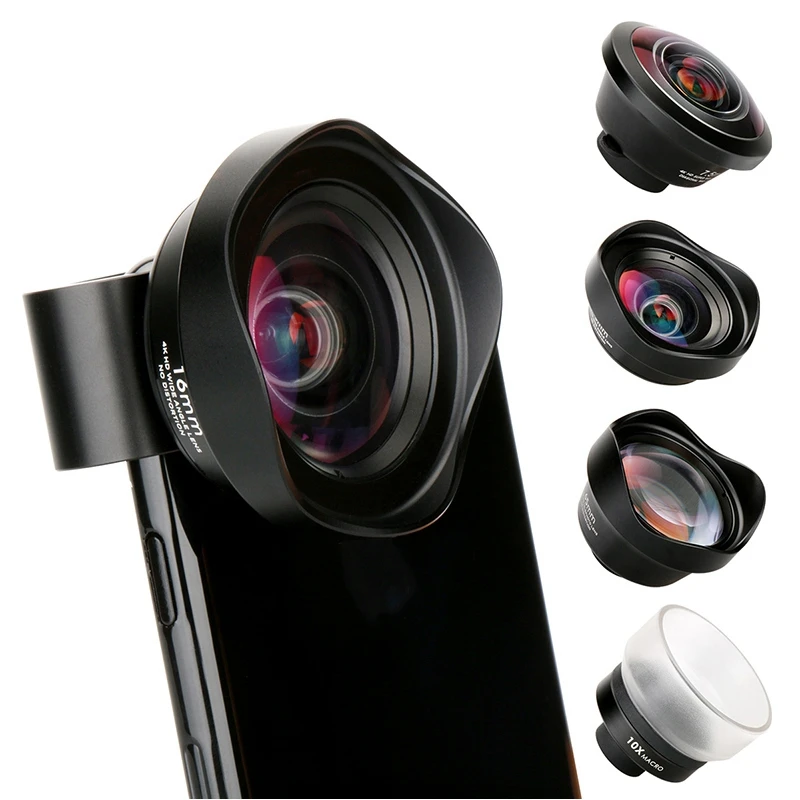 

PHOLES 4 In 1 Cell Phone Camera Lens Kit Wide Angle Telephoto Lens Macro Fisheye Lenses For Iphone Xs Max X 8 Huawei P20 Pro