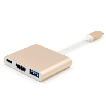 

Onsale Type C To HDMI Adapters Gold 3 in 1 USB Type C To Multiport 4K HDMI HUB USB 3.1 Convert Charging Adapter Mayitr