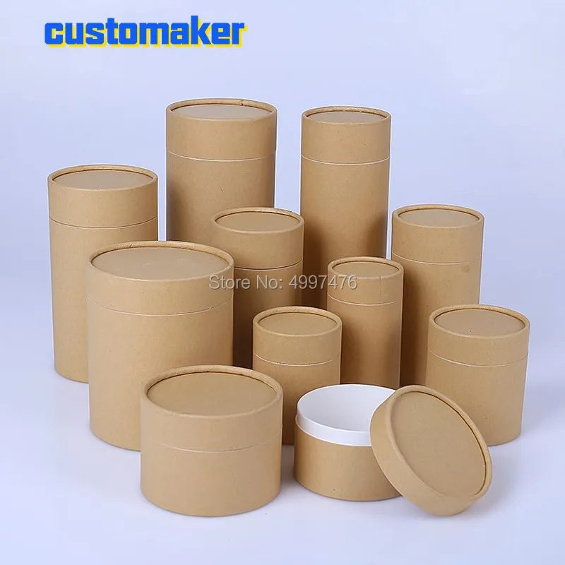 

50pcs customized LOGO Kraft paper can gift can Dry fruit storage tank food packaging boxes tea tins gift jar present pot