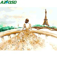 AZQSD пальцевая масляная краска девушка краска по номерам пейзаж моста краски холст DIY Ручная Краска ed Современный домашний декор SZYH6126