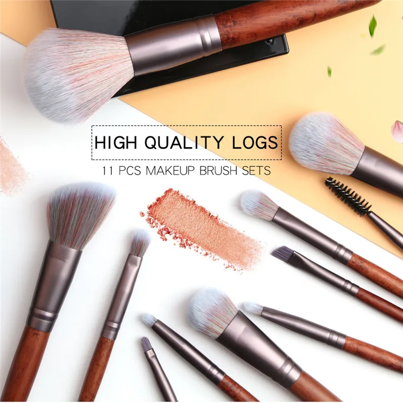 

11Pcs Squirrel hair Makeup Brushes Set Cosmetic Foundation Powder Blush Eye Shadow Lip Blend Wooden Make Up Brush Tool Maquiagem