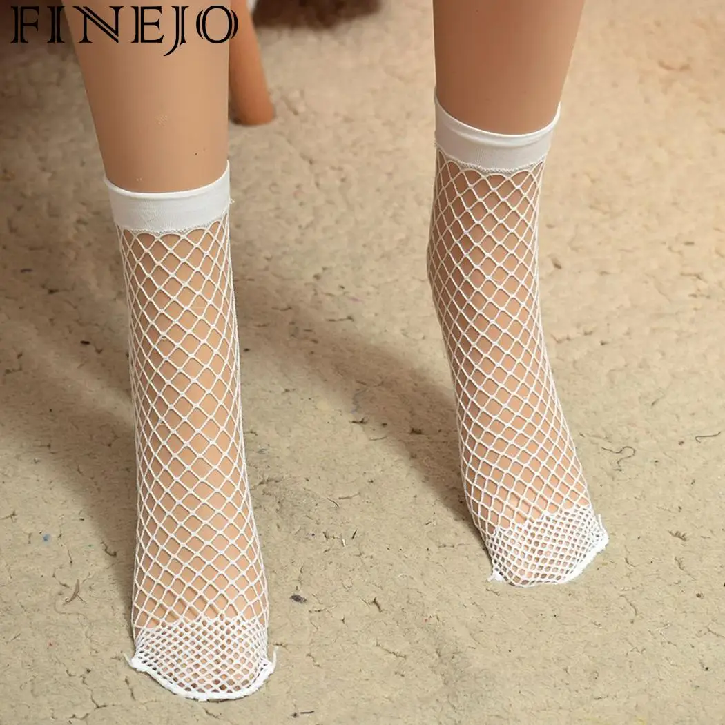 Fashion Women Socks Breathable Mesh Hollow White, Black Out