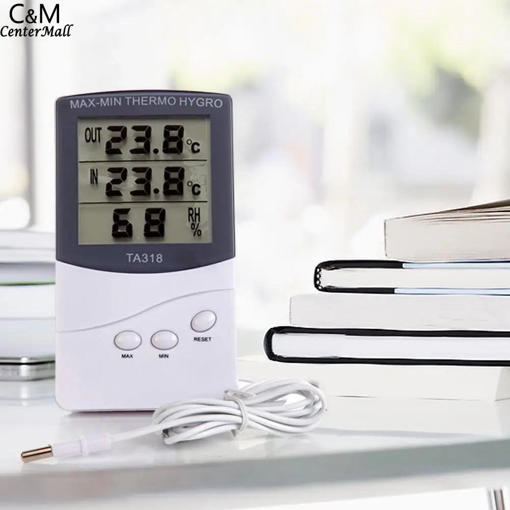

Electronic LCD Thermometer Outdoor Station Clock Digital Meter Indoor Temperature Hygrometer Weather Humidity Alarm Tester