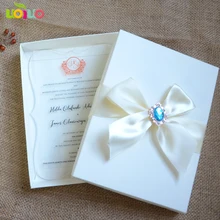 Горячая пользовательская печать прозрачное акриловое приглашение на свадьбу, свадебные пригласительные карты(лента и логотип на коробке нужна дополнительная стоимость