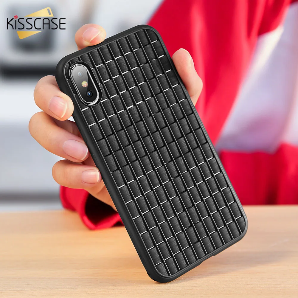 Мягкий ТПУ чехол KISSCASE для iPhone X XR XS MAX тканая сетка супер тонкий силиконовый |