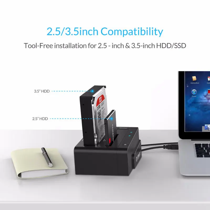 Orico 6628Us3-C 3,5 дюймов Dual Bay Usb 3,0 на SATA HDD SSD корпус док-станция жесткий диск инструмент Бесплатный Дубликатор 16 ТБ с Offli