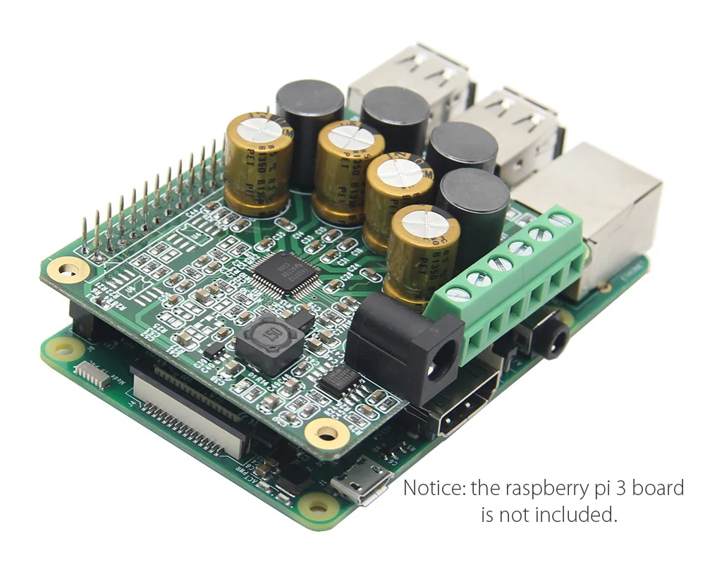 CLAITE HIFI AMP Плата расширения аудио модуль для Raspberry Pi 3 Model B/Pi 2B/B+ 25 Вт 12-20 в