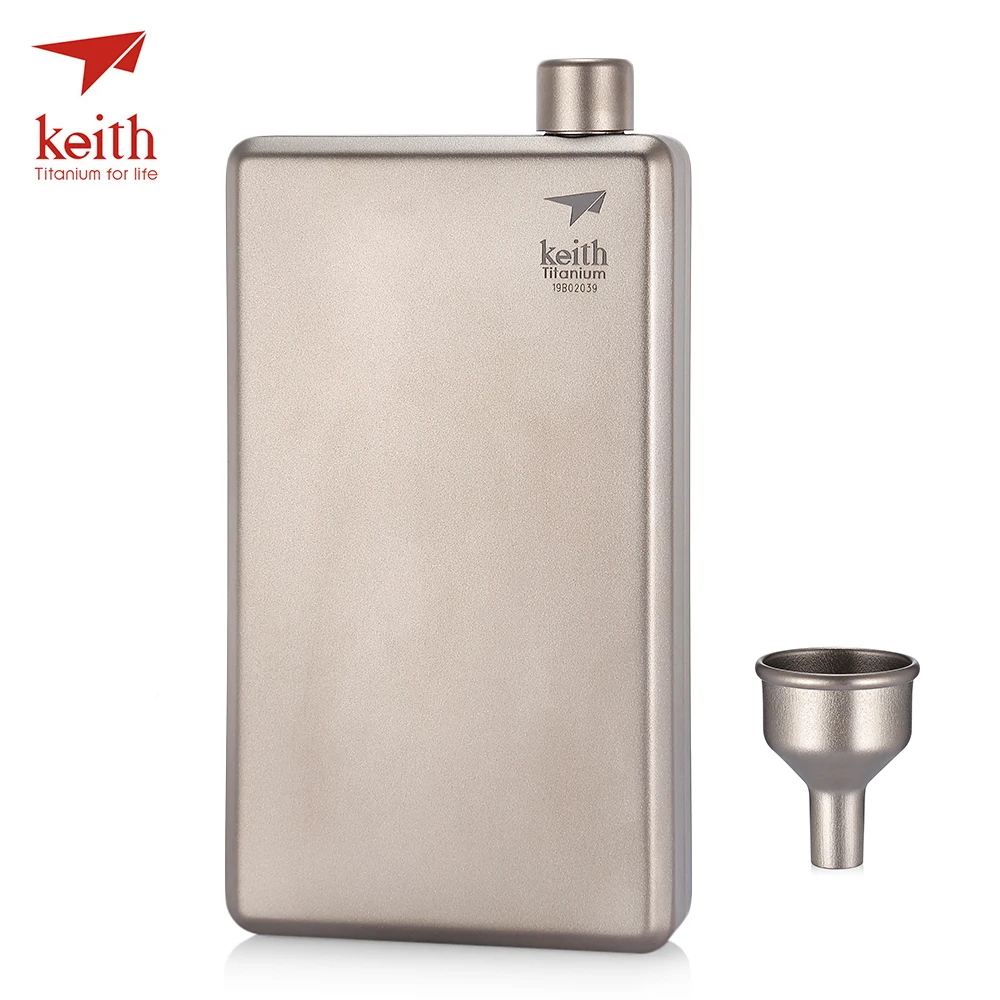 

Keith 120ml Pure Titanium Hip Flask Flagon with Funnel Portable Wine Whisky Bottle Drinkware Outdoor Tableware