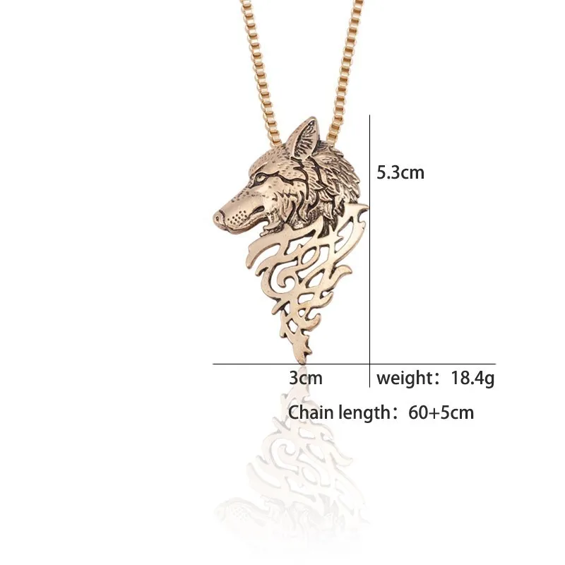 Punk Vintage Wolf Pendant Necklace Women Men Gold Silver Black Metal Wolf Head Necklaces Pendants Animal Jewelry Drop Shipping Punk Vintage Wolf Pendant Necklace Women Men Gold Silver Black Metal Wolf Head Necklaces Pendants Animal Jewelry Drop Shipping