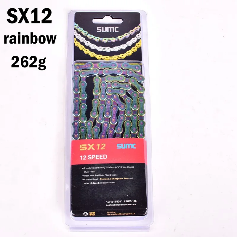 Sale Rainbow SUMC SX12SL Bicycle Chain 126L 12 Speed Bicycle Chain with MissingLink for Mountain/Rod Bike Bicycle Parts Original box 2 Sale Rainbow SUMC SX12SL Bicycle Chain 126L 12 Speed Bicycle Chain with MissingLink for Mountain/Rod Bike Bicycle Parts Original box 2