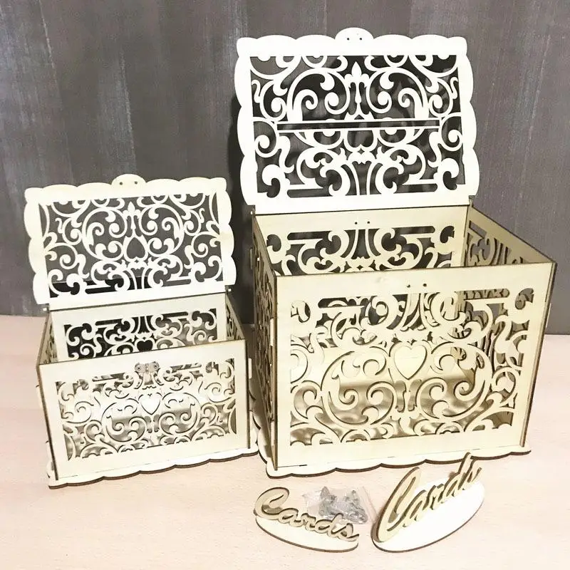 

Wedding Card Box Baby Shower Decorations Vintage Card Organizer With Lock DIY Wooden Gift For Birthday Party Home Decorations