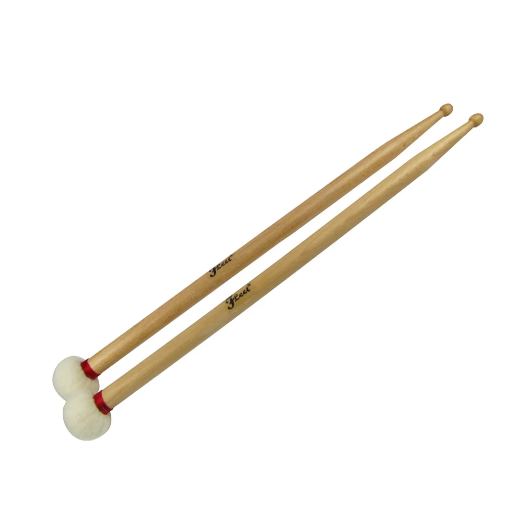 

NEW 1 Pair Duplex Gong Mallet Drum Sticks Drumsticks for Ride Cymbal , Double End of Soft Felt Head & 5B Wood Tip