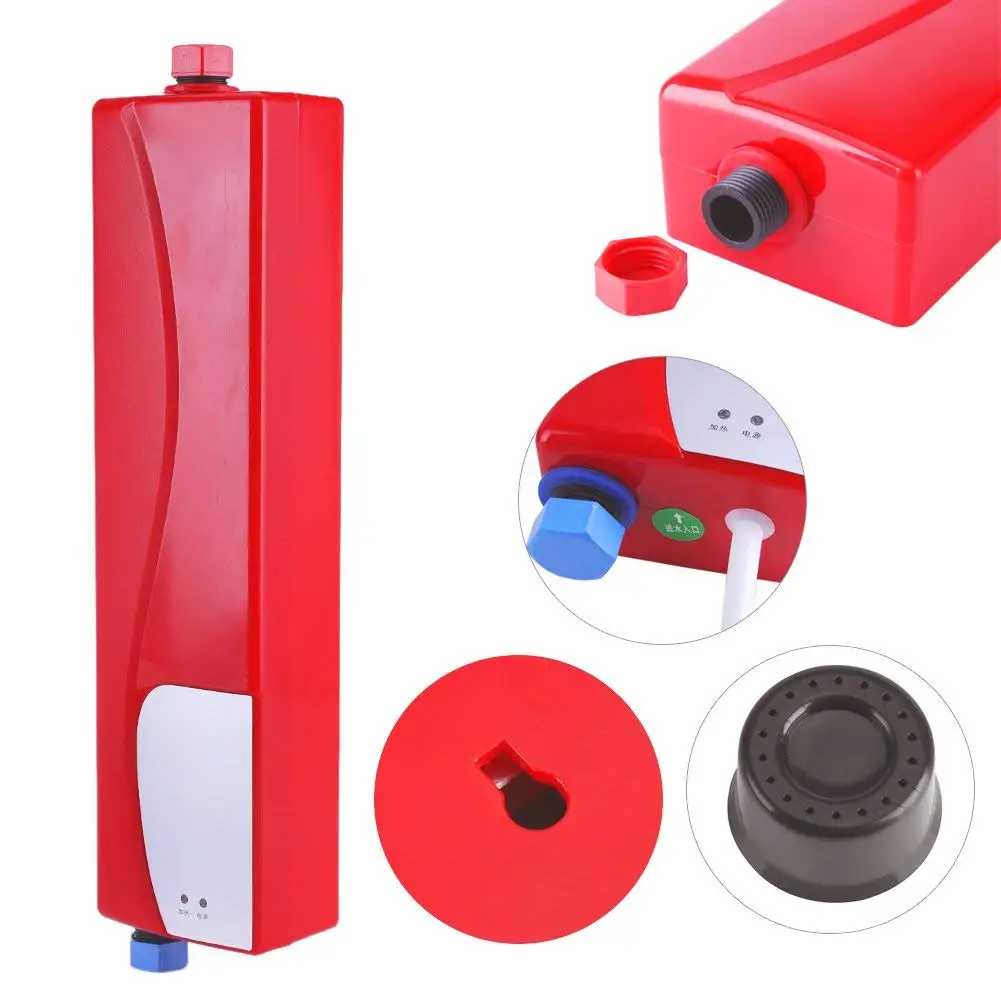 3000 W Electronic Mini Water Heater, Without Tank, With Air Valve, 220 V, With EU Plug, For Home, Kitchen, Bath, Red, Socialme