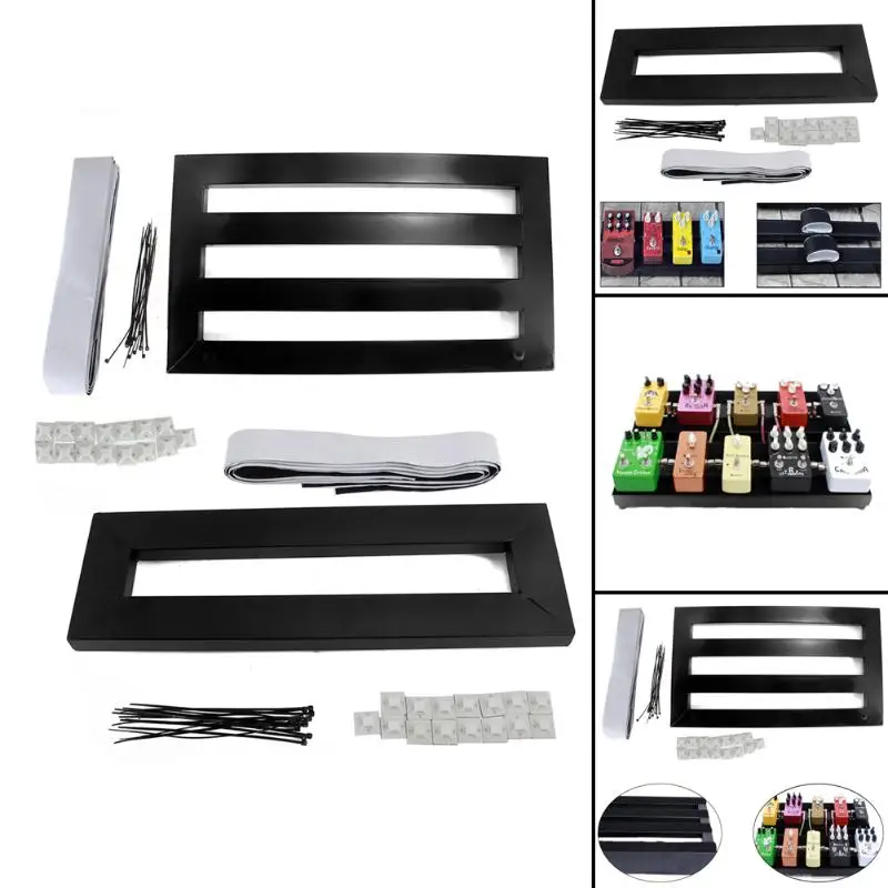 S/M Alloy Metal Guitar Pedal Boards Effects Pedal Board Cases for Electric Guitar +Ties +Explant +1 Tape with adhesive backing