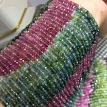 Граненые турмалиновые круглые бусины 3-4 мм 34 см для изготовления ювелирных изделий своими руками FPPJ бусины натуральный драгоценный камень коралл