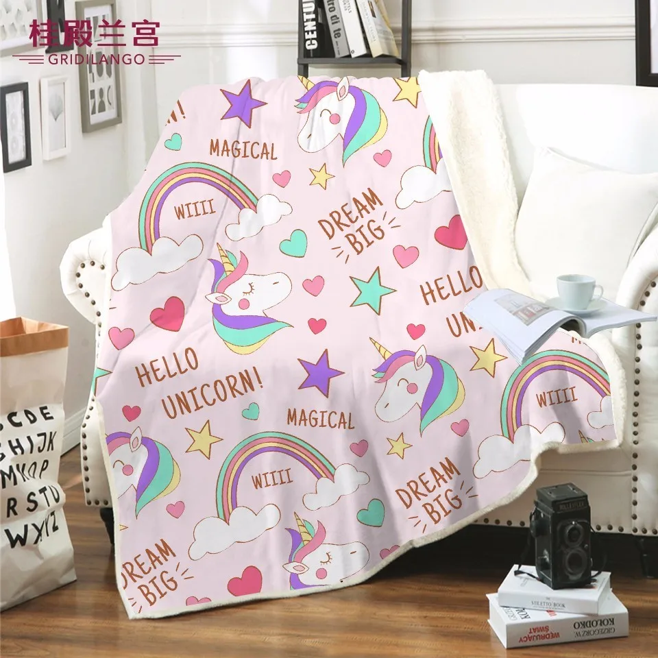 

Cartoon Painted Cute Unicorn Microfiber Throw Blankets Multicolor Unicorn Cloud Donut for Kids Blanket for Bed Travel Thin Quilt