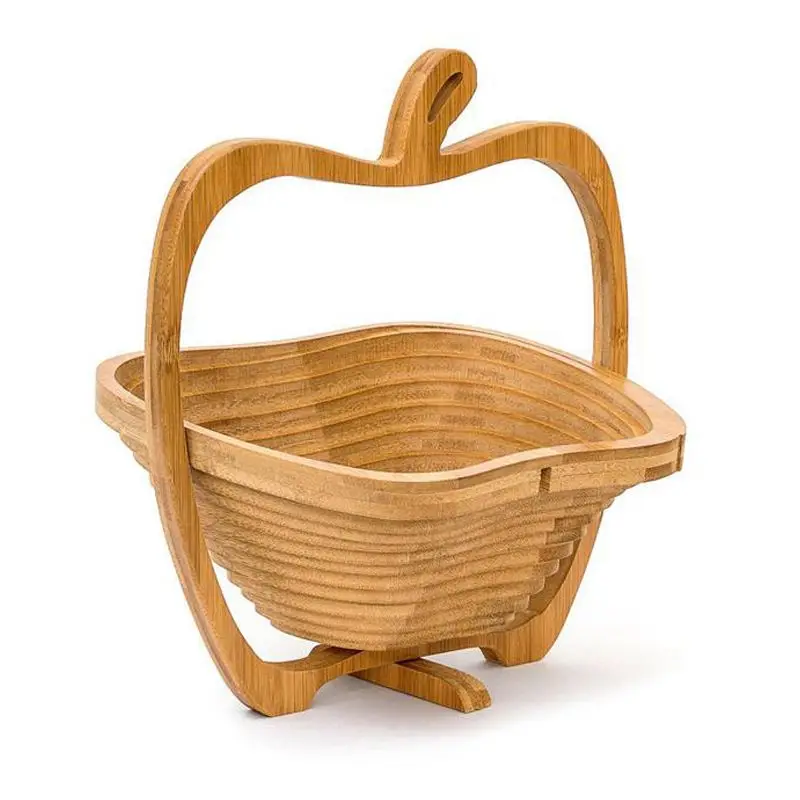 Деревянная складная корзина в форме яблок кухонные Фрукты корзина для хранения овощей Держатель кухонные инструменты для хранения центральная часть украшения