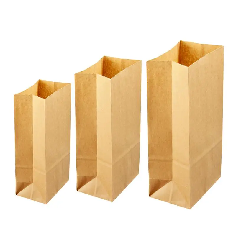 

100pcs Kraft Paper Bag Party Christmas Wedding Supplies Handmade Bread Cookies Gift Bags Biscuits Packaging Wrapping Supplies
