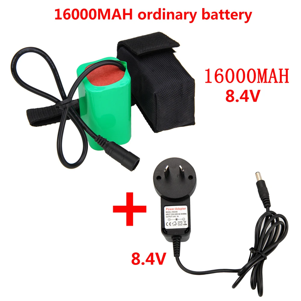 Велосипедный светильник, источник питания, аккумулятор 16000 мА/ч, велосипедный фонарь, внешний аккумулятор, обычный разъем, 8,4 в, аккумулятор+ зарядное устройство 8,4 в