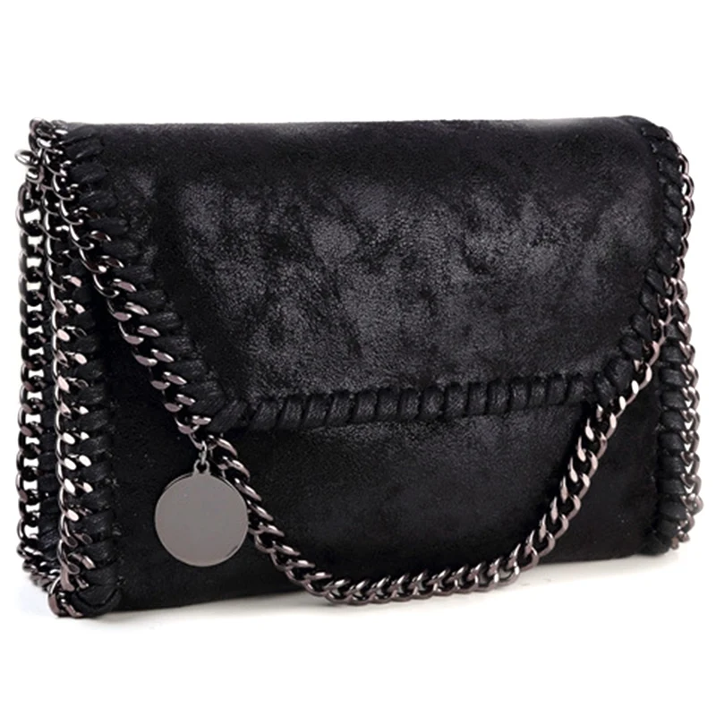 

Fashion Womens Design Chain Detail Cross Body Bag Ladies Shoulder Bag Clutch Bag Luxury Evening Bags Black