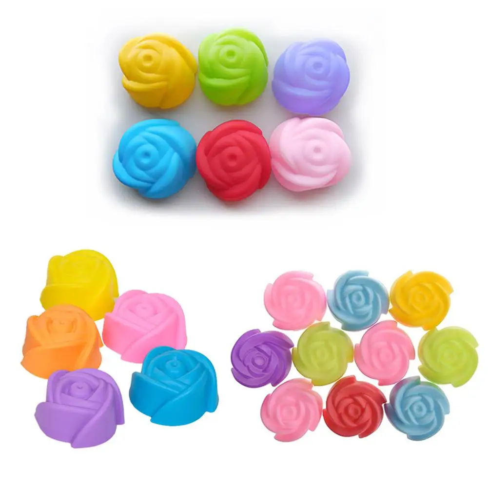 

1/6/12pcs Rose Flower Mini Baking Muffin Cups Mold Reusable Safe Silicone Cupcake Molds Nonstick Baking Accessories Bakeware