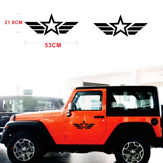 1 Pair Pentagram Vinyl Car Decal Bumper Sticker Waterproof Reflective Body Car Styling Fit for Jeep