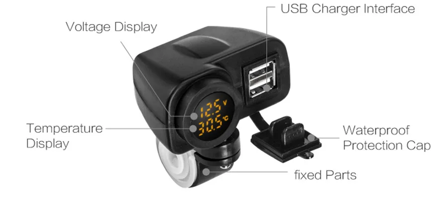 Цифровой USB вольтметр 2 1 а для мотоцикла с желтым светодиодом и чипом