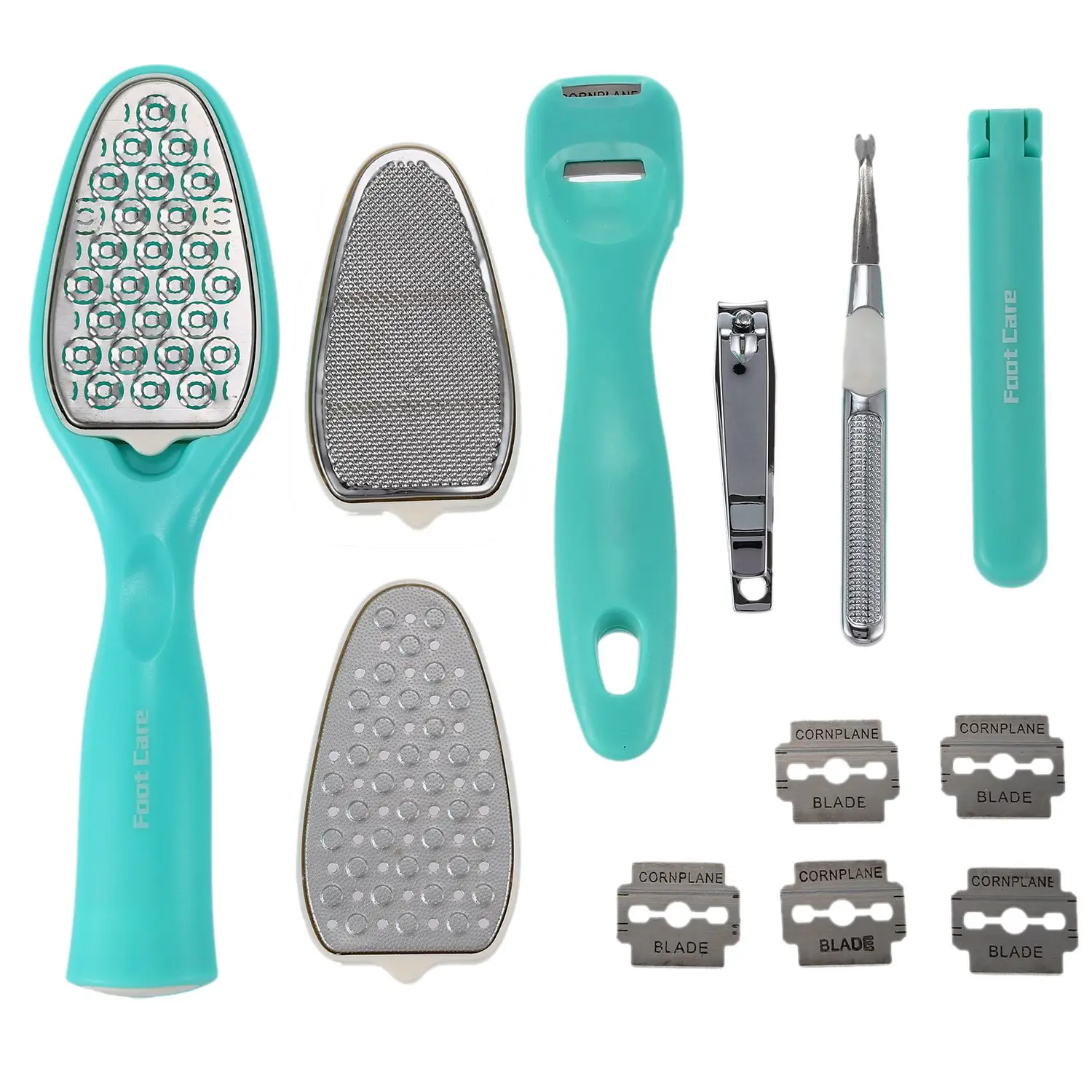 

NEW-9 in 1 Removable Pedicure Feet Rasps Callus Shaver Remover Replaceable Foot File Hard Dead Skin Trimmer Tools Manicure Set