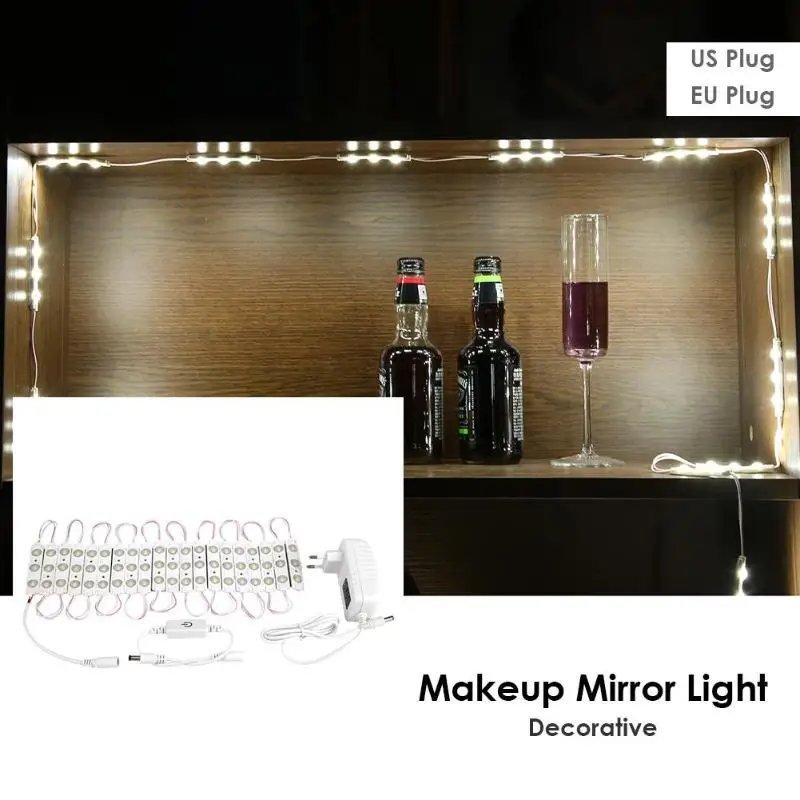 

60 LED Makeup Mirror Lights Hollywood DC 12V P67 Touch Dimmable Vanity Bulb Lamp US/EU Plug