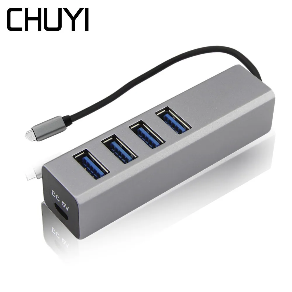

CHUYI Usb Hub Otg Tipo C De 4 Puertos Usb 3,0 Hub Splitter Con Conector Micro Usb Con Para Macbook Samsung Huawei P20 Smartphone