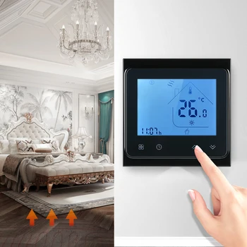 

16A Weekly Programmable Energy Saving Home Temperature Controller Electric Heating Thermostat With Touchscreen LCD Display