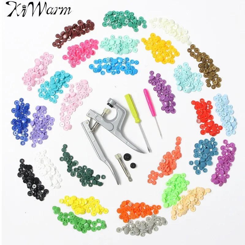 

300 Sets 10 Colors KAM Snaps T5 Snap Starter Plastic Poppers Fasteners +1 Pliers for Sewing Handmade DIY Cloth Suplies