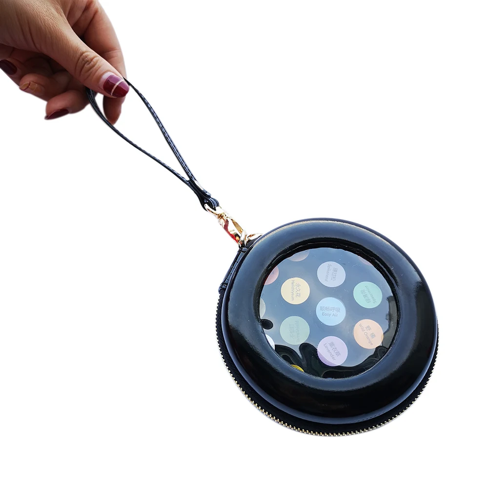 

Portable 19 Slots Essential Oil Carrying Case Organizer PU Leather Round Storage Bag 1ml/2ml/3ml Bottles Container