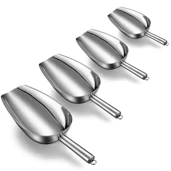 

Ice Scoop Set Of 4,Stainless Steel Kitchen Multi-Purpose Food Scoop For Weddings/Ice Cube/Coffee Bean/Candy/Flour/Popcorn/Ice