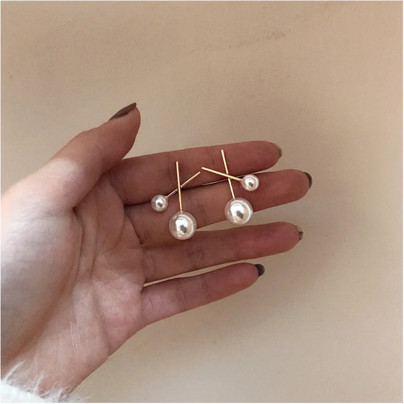 

2019 Korean Classic Minimalist Temperament Metal Pearl Stud Earrings Fashion Cross Jewelry For Women Super Deal