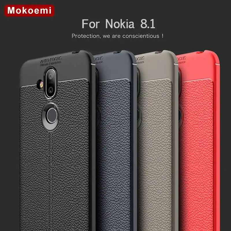 

Mokoemi Fashion Lichee Pattern Shock Proof Soft 6.18"For Nokia 8.1 Case For Nokia 8.1 Cell Phone Case Cover