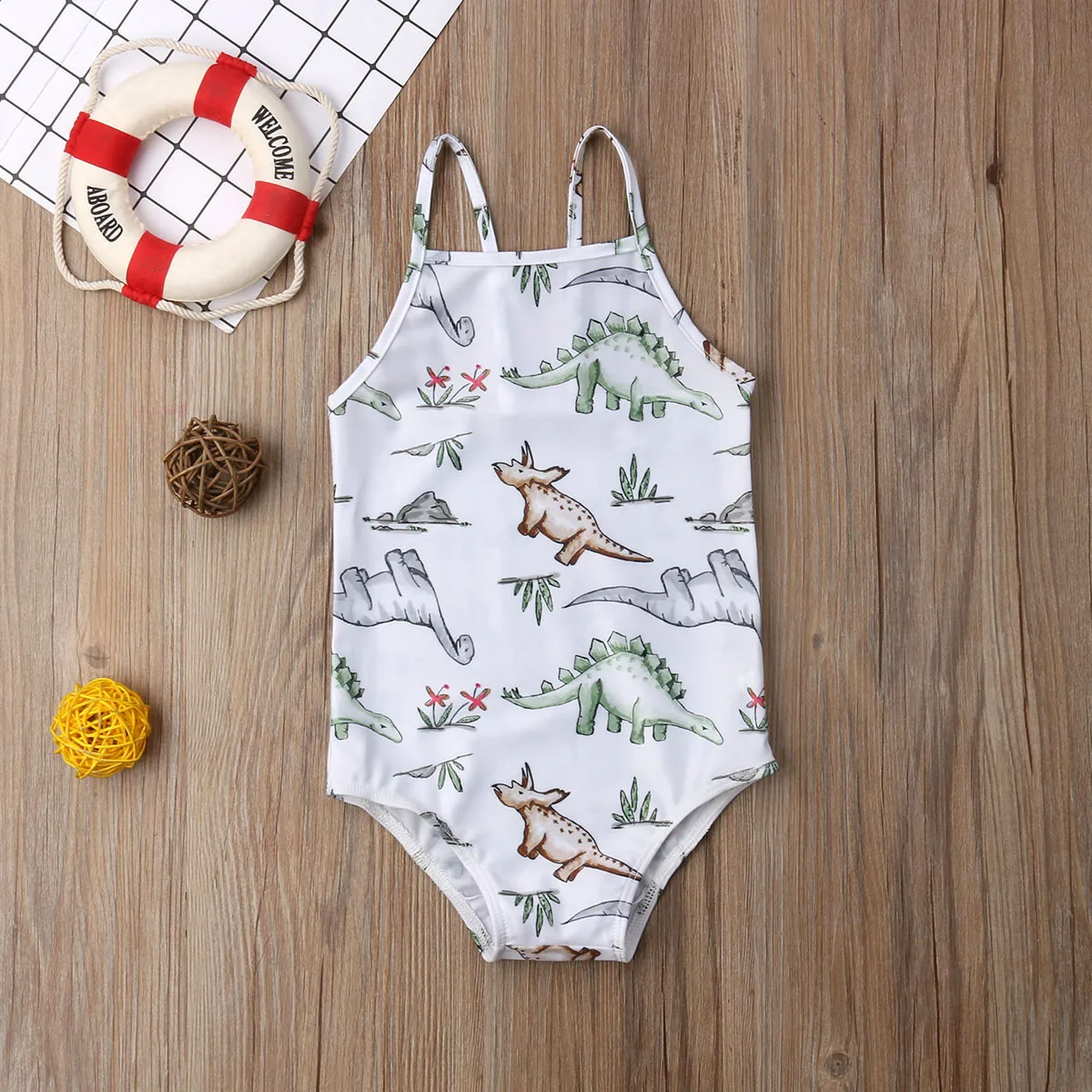 Toddler Baby Girls Swimwear Dinosaur Sleeveless Swimsuit Sunsuit