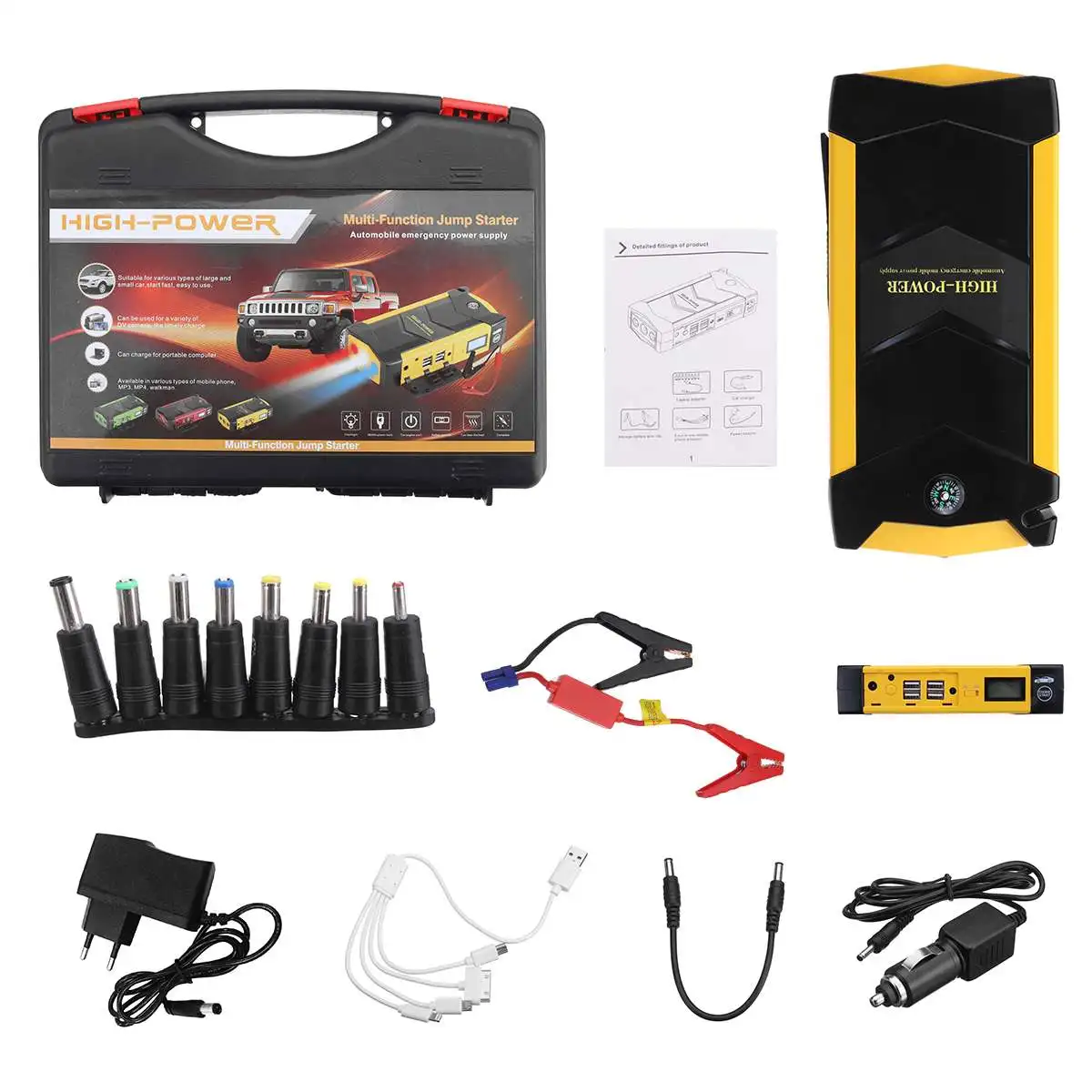 82800mAh 12V 4USB High Power Car Battery Charger Starting Car Jump Starter Booster Power Bank Kit For Car Auto Starting Device