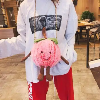 

Cute Baby Girls Shoulder Bags Plush Fruit Pattern Kids Chain Crossbody Bag Package Clutch Women Designer Wallet Handbags