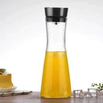 

900ML Glass Cold Kettle Transparent Juice Jug 304 Stainless Steel Cover Water Juice Drinking Kettle For Home