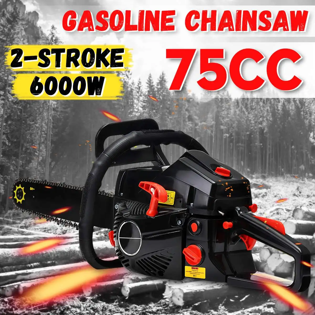 

6000W 20''Bar 75CC Gasoline Chainsaw Gas Powered Wood Cutting Chain Saw 2 Cycle