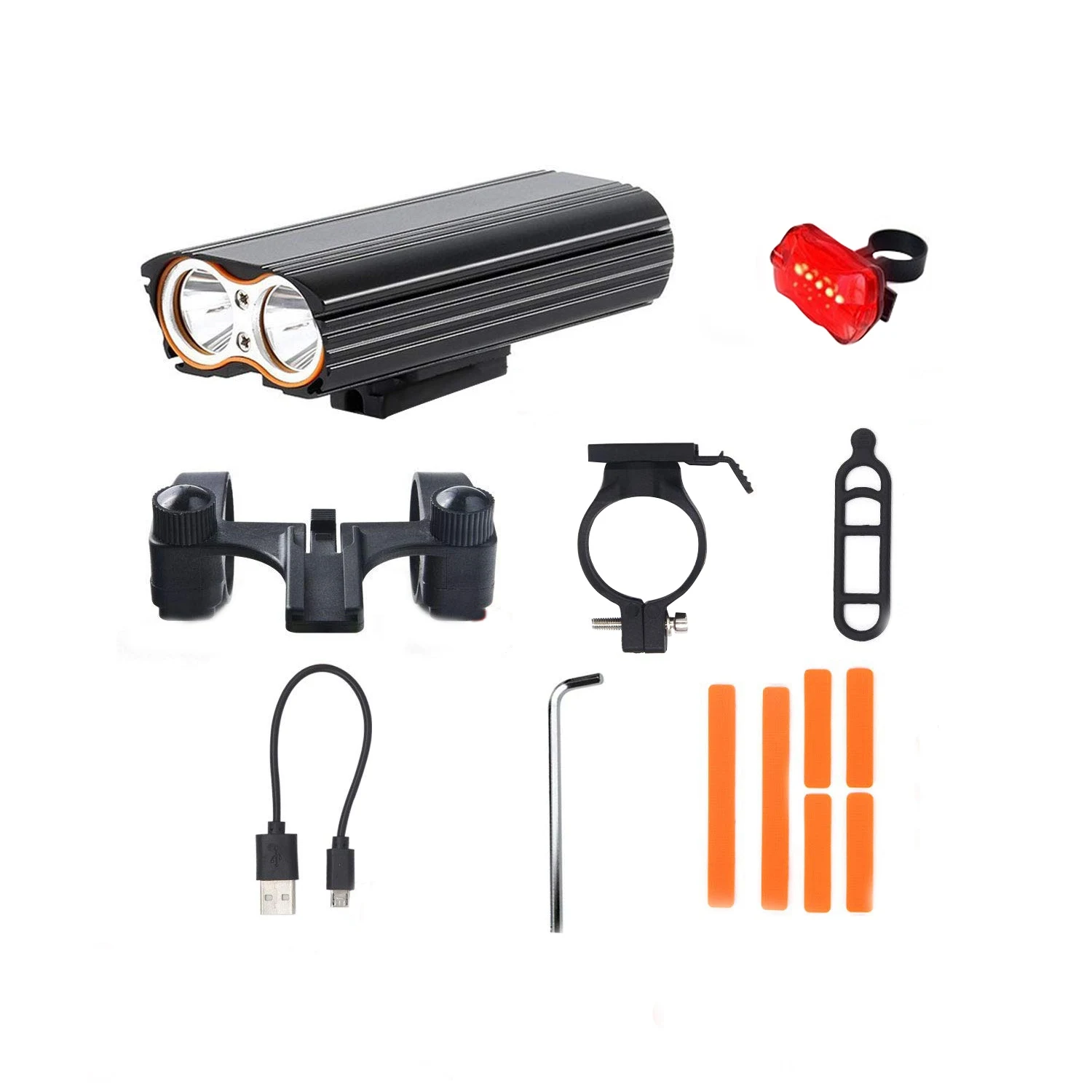 

LED Bicycle USB Charging Light Set,4 Lighting Modes,Double LED Lamp Bead Bicycle Light,Ip65 Waterproof Car Light Set,Suitable