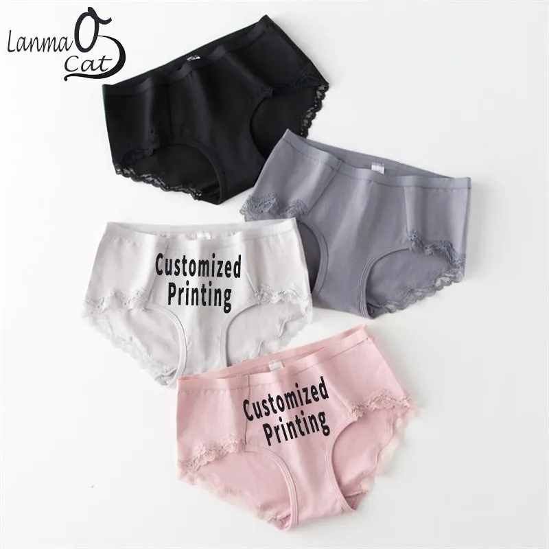 

Lanmaocat Panties Female Underwear Comfort Cotton Women Briefs Custom Printing Women Lady Panties Women Brief Sexy Free Shipping