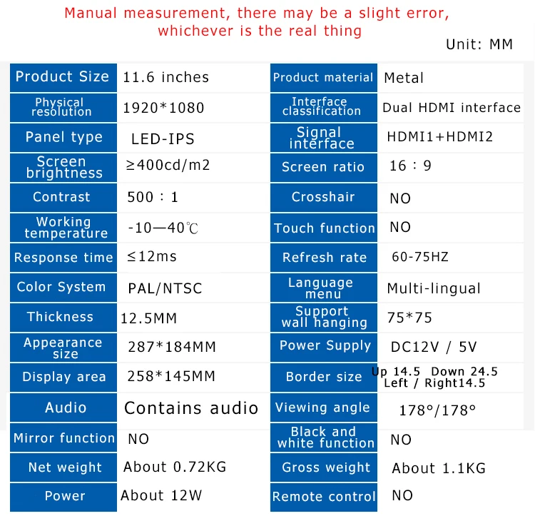 11 6/13 3 дюймов PS4 портативный HD дисплей ультратонкий двойной HDMI компьютерная